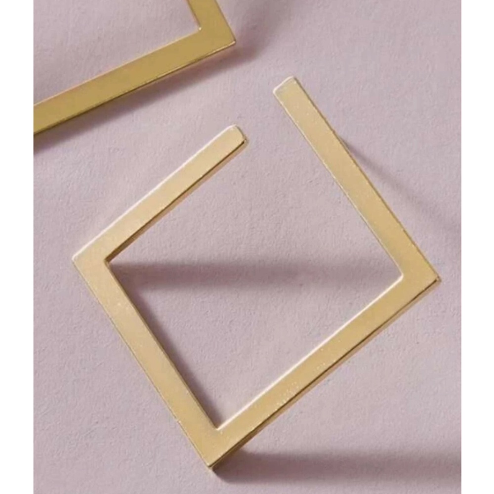 Gold Tone Square Earrings Zinc Alloy - Picture 3 of 5